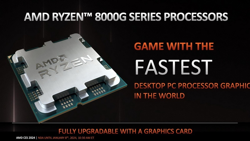 AMD представила настольные процессоры Ryzen 8000G с ИИ-движком и встроенной графикой, которая обгоняет GeForce GTX 1650 
